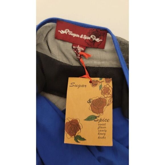 Sugar & Spice New w/ Tags Blue Top w/ Sheer Back Panel - Large - Picture 7 of 9